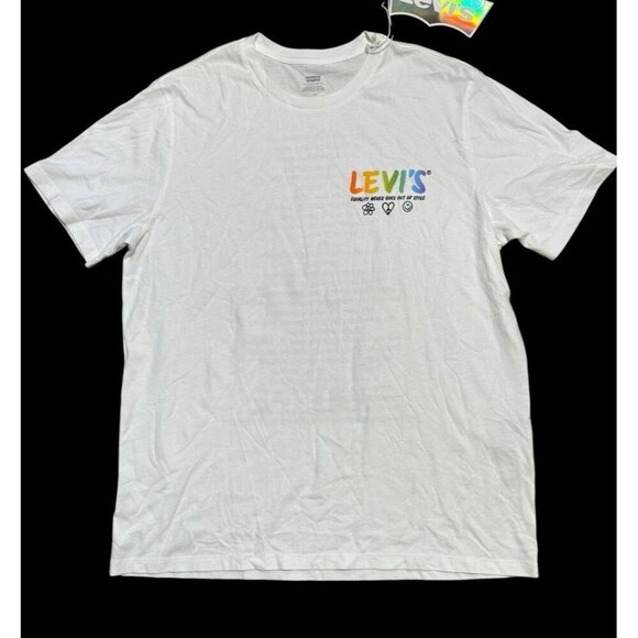 Levi's Sz L T-shirt Shirt Pride Community White 100 % Cotton Levis Classic - Picture 2 of 8